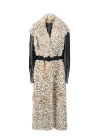 Manteau oversize imprimé lynx en fourrure - Naturel & Noir