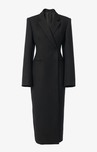 Manteau blazer très long en laine - Noir Alaïa