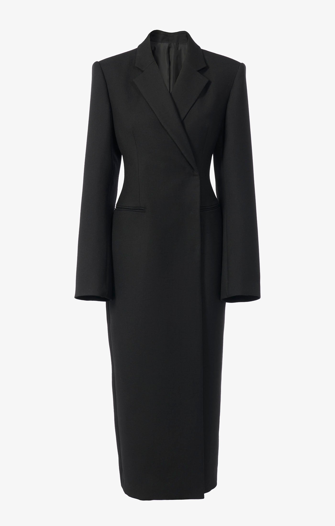 Manteau blazer très long en laine - Noir Alaïa