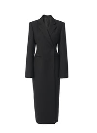 Manteau blazer très long en laine - Noir Alaïa