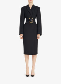 Manteau blazer très long en laine - Noir Alaïa