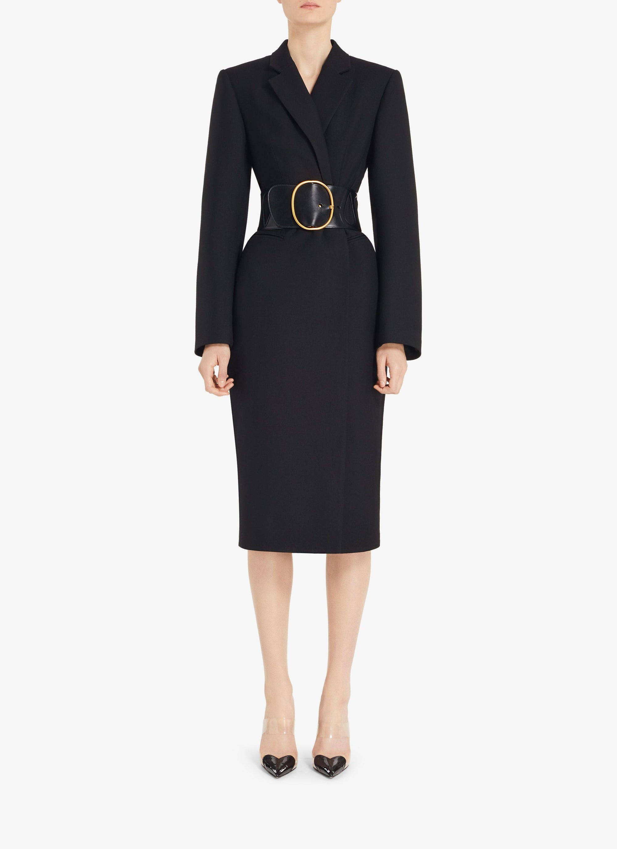Manteau blazer très long en laine - Noir Alaïa