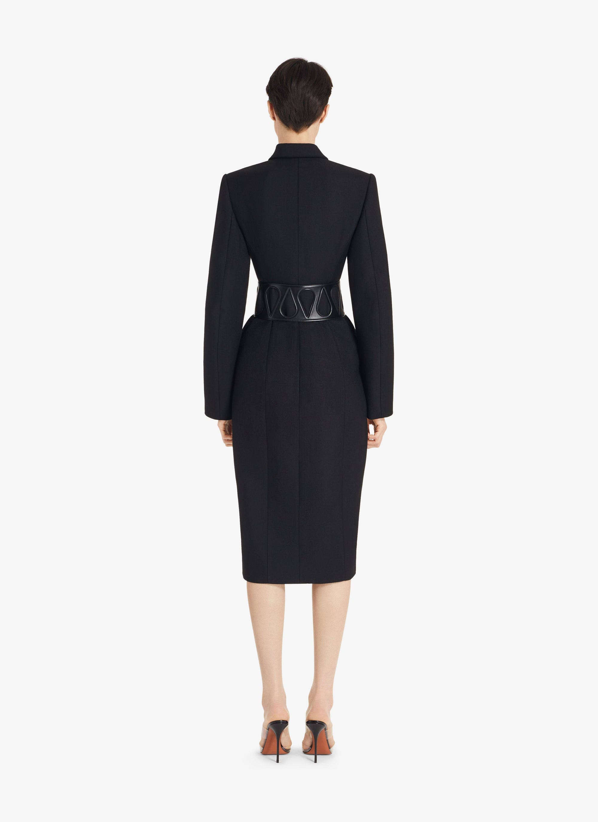Manteau blazer très long en laine - Noir Alaïa