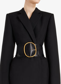 Manteau blazer très long en laine - Noir Alaïa