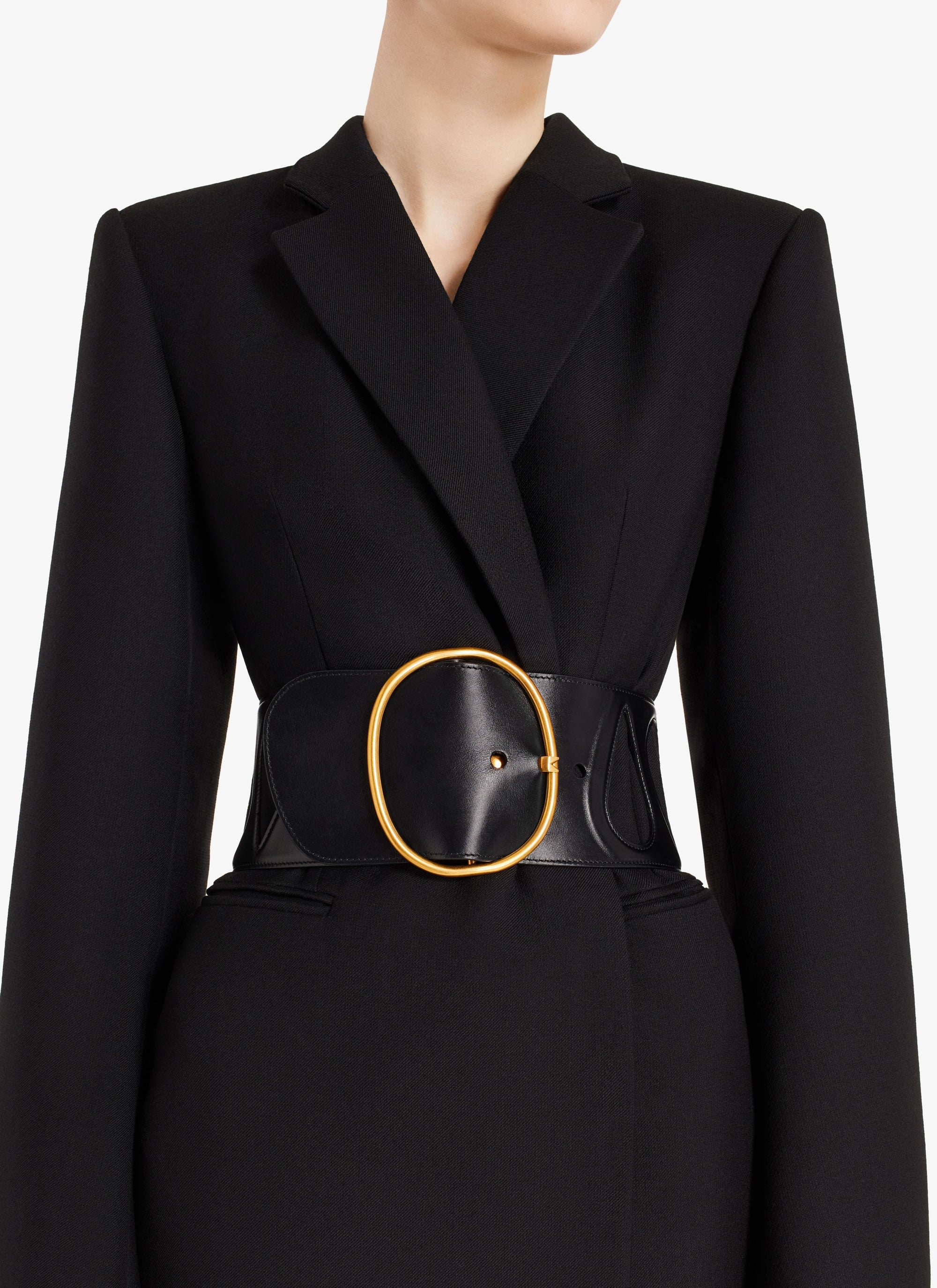 Manteau blazer très long en laine - Noir Alaïa