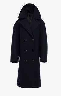 Loose wool pea jacket - Navy