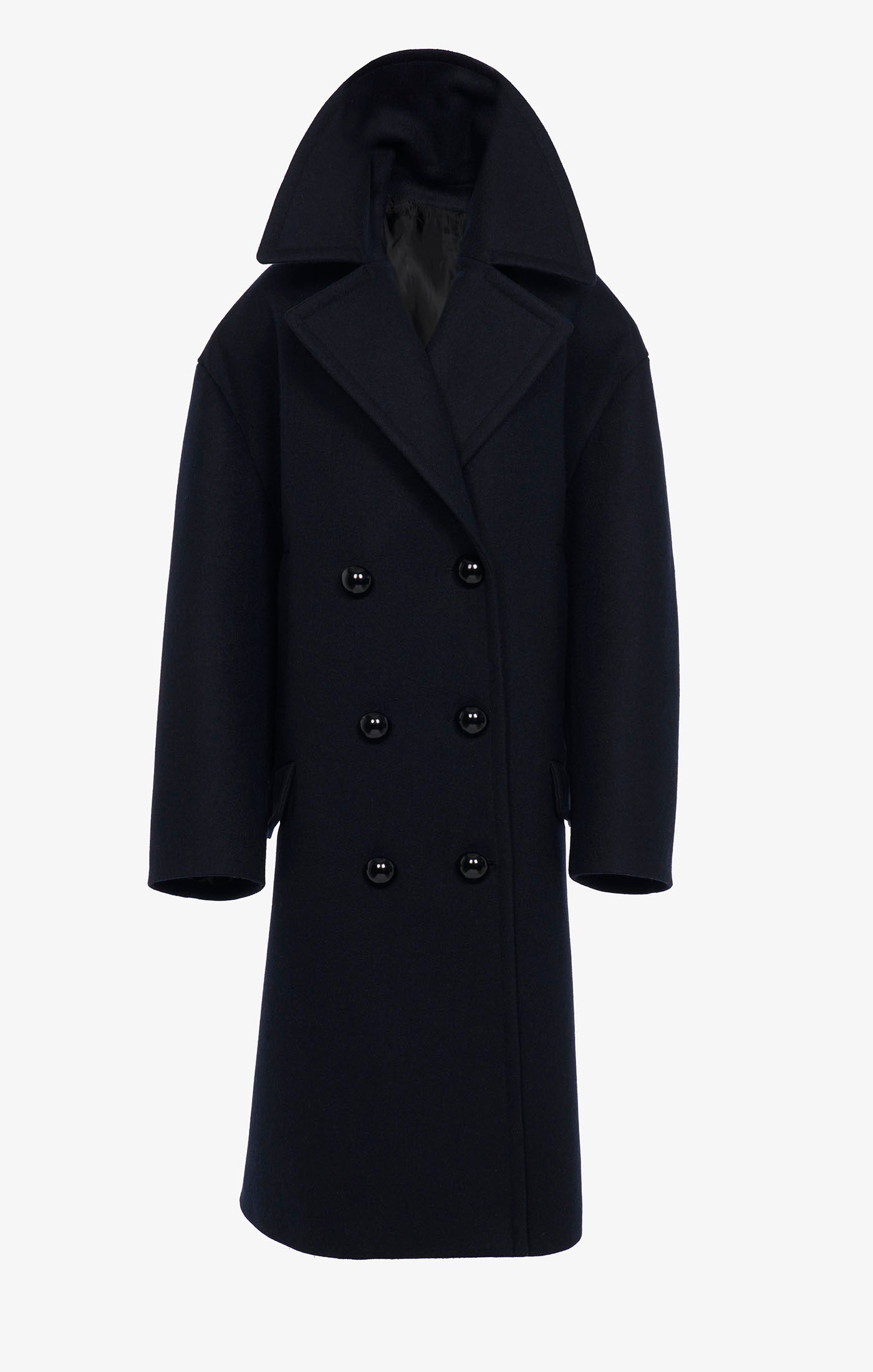 Loose wool pea jacket - Navy