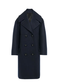 Loose wool pea jacket - Navy