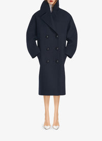 Loose wool pea jacket - Navy