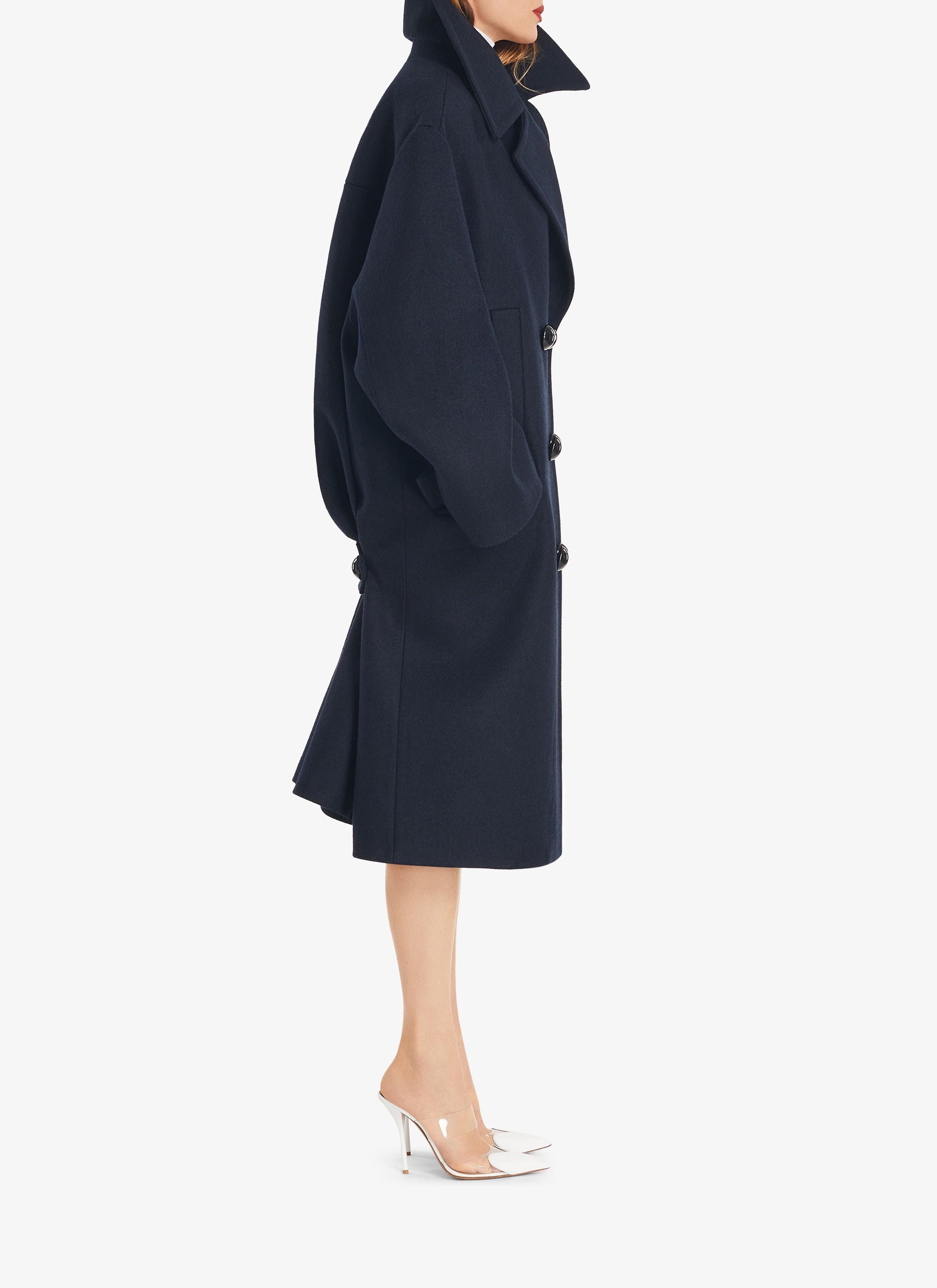 Loose wool pea jacket - Navy