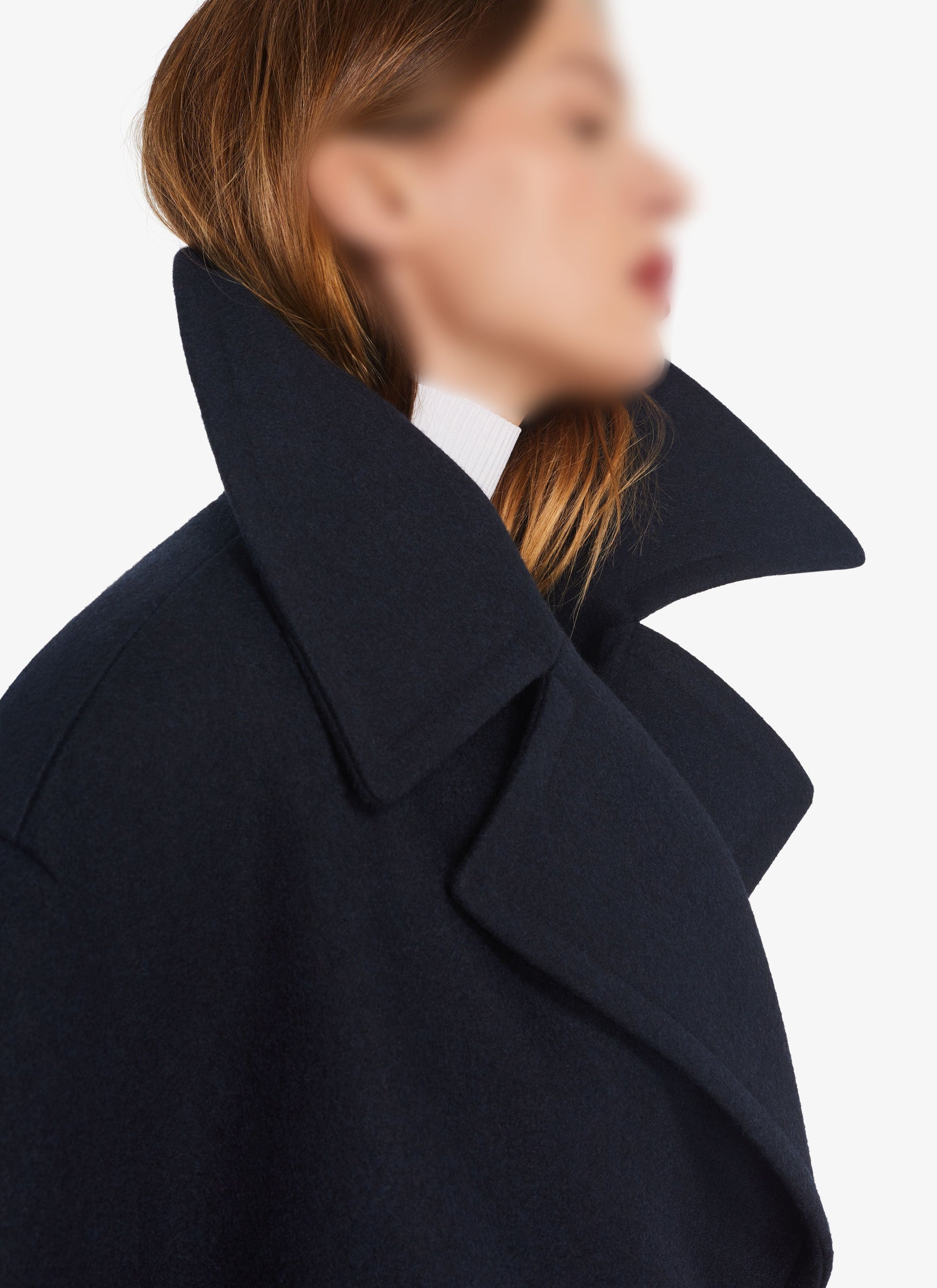 Loose wool pea jacket - Navy