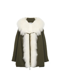 Parka oversize avec fourrure - Kaki