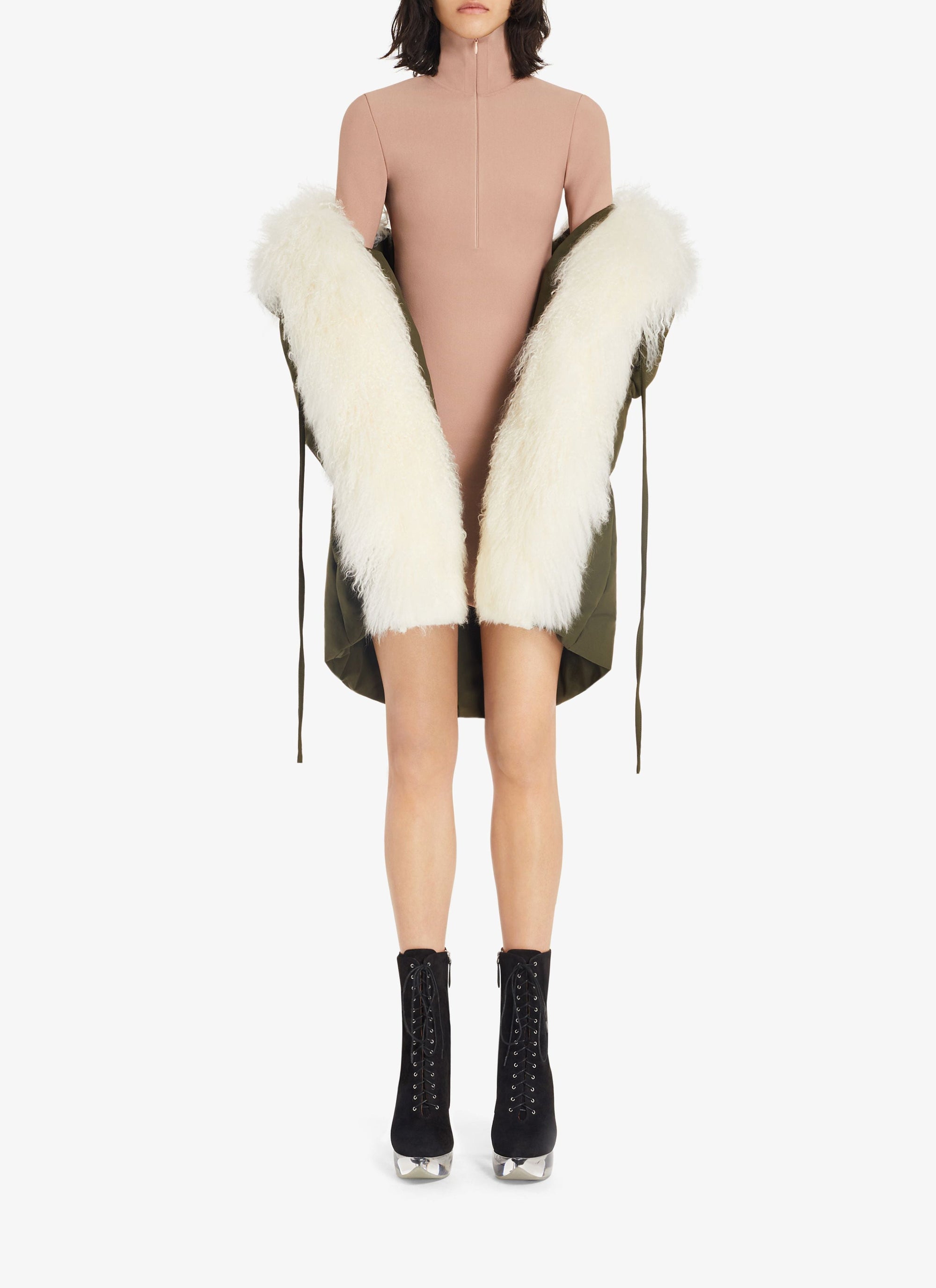 Parka oversize avec fourrure - Kaki