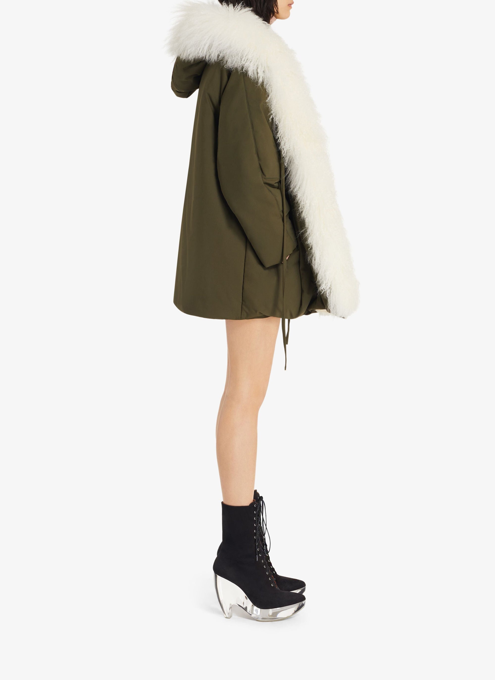 Parka oversize avec fourrure - Kaki