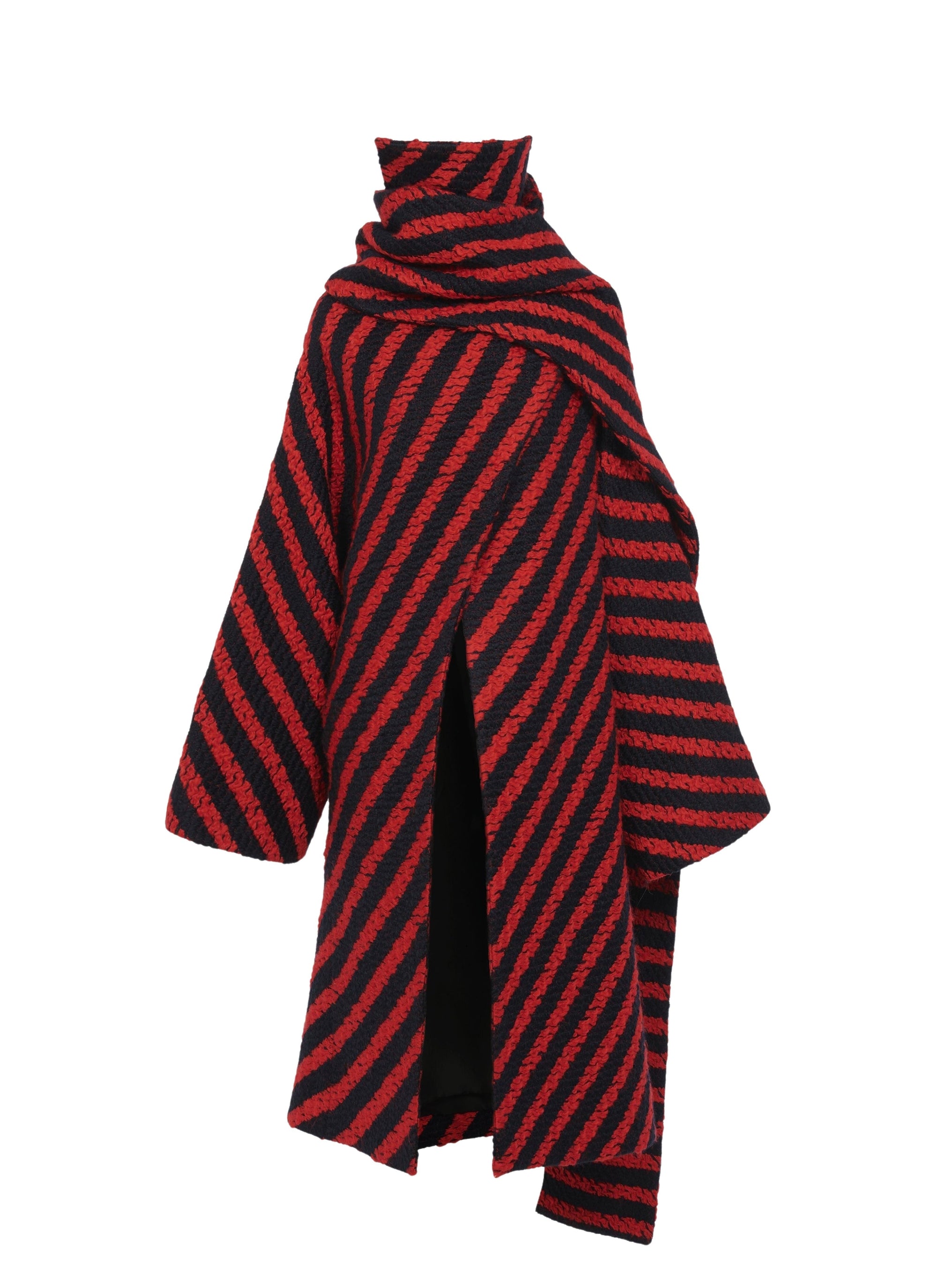 Manteau avec écharpe en laine - Marine & Rouge