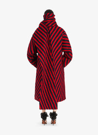 Manteau avec écharpe en laine - Marine & Rouge