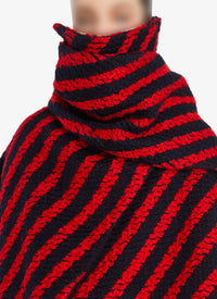 Manteau avec écharpe en laine - Marine & Rouge