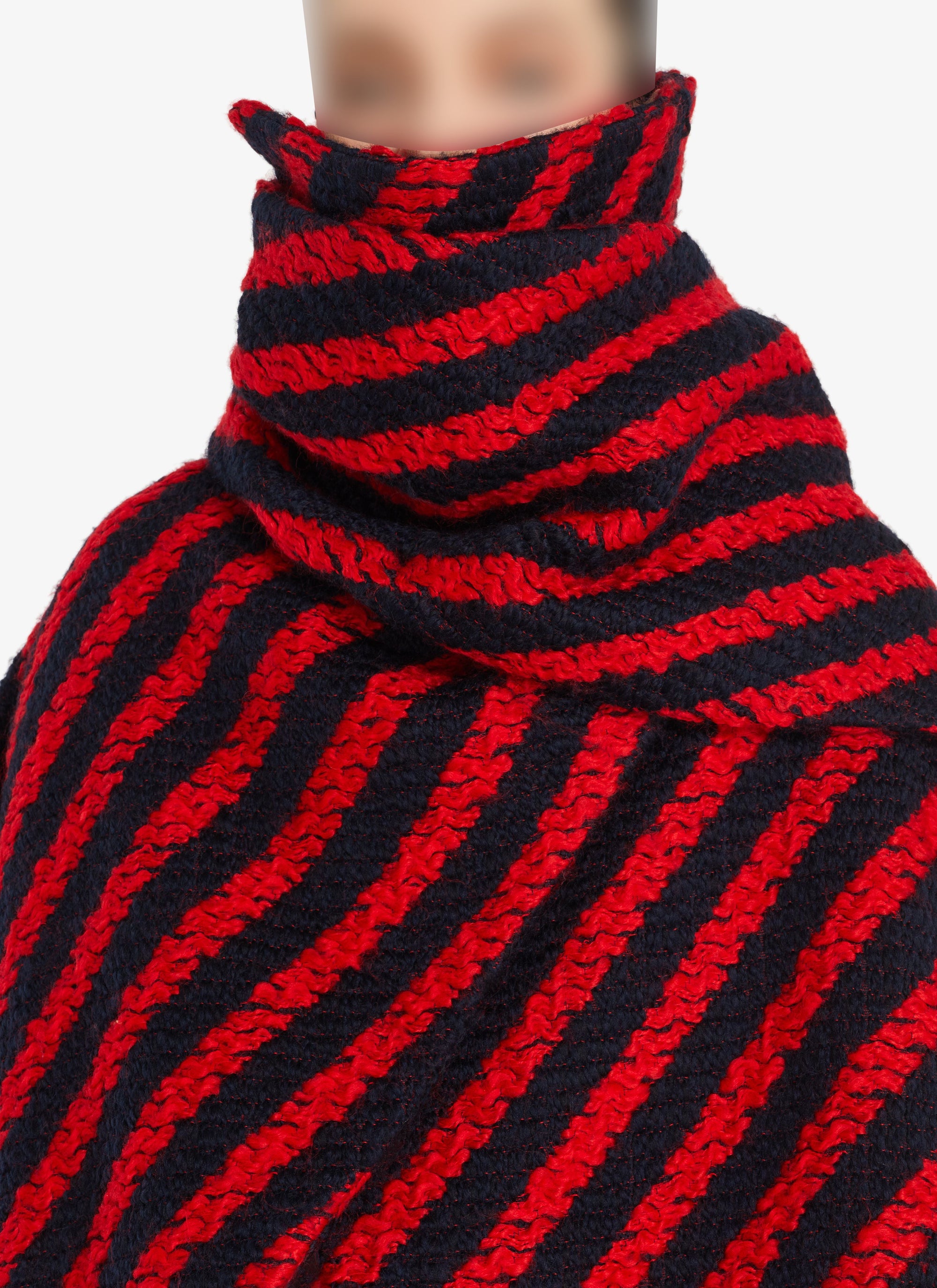 Manteau avec écharpe en laine - Marine & Rouge