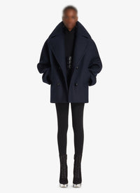 Caban court oversize en laine - Marine