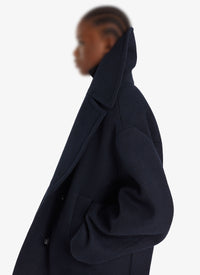 Caban court oversize en laine - Marine