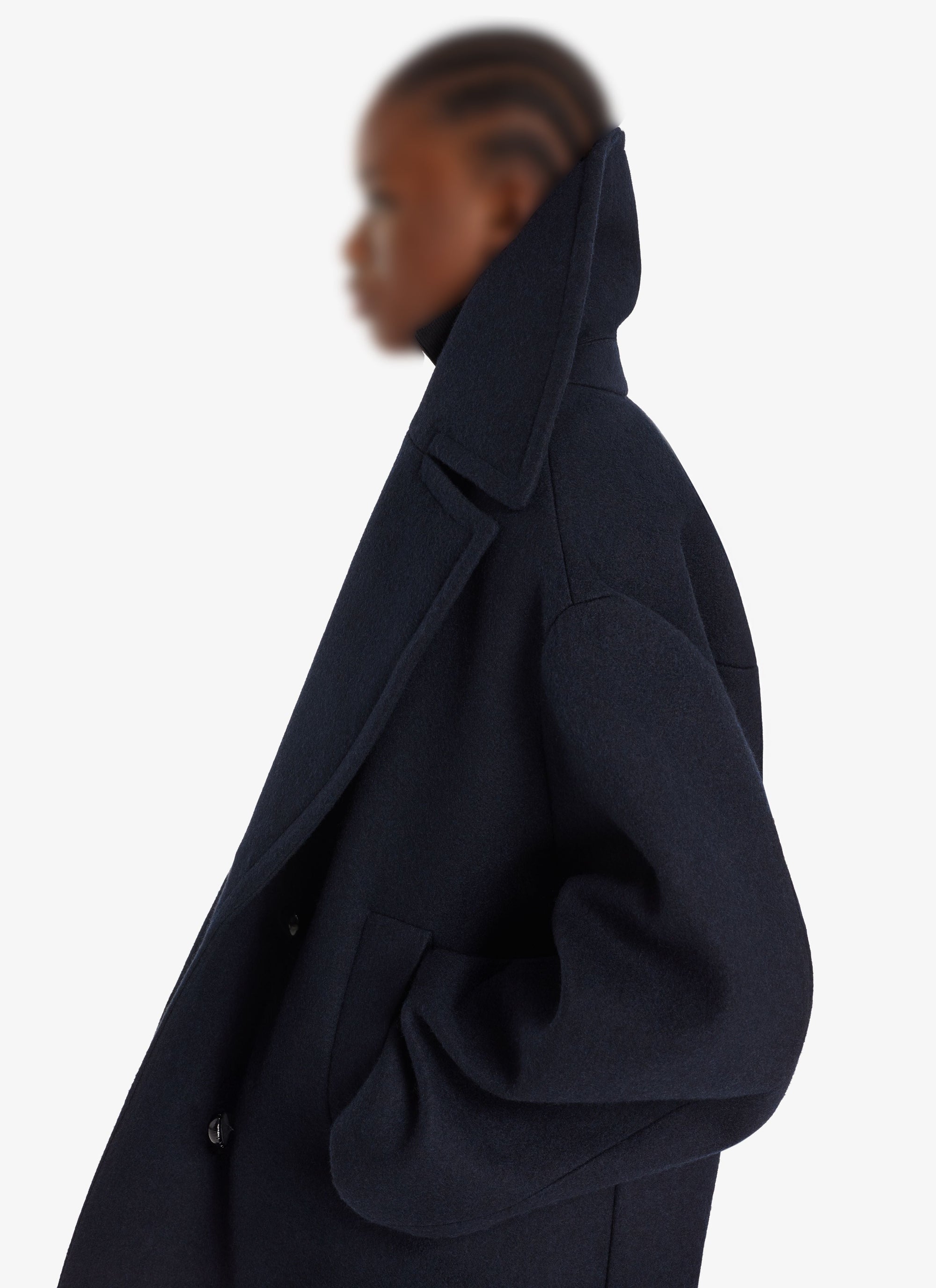 Caban court oversize en laine - Marine