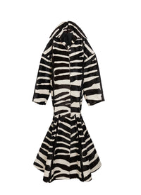 Manteau Maxi Zebra en cuir - Blanc & Noir