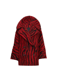 Caban à imprimé tigre en laine - Noir & Rouge