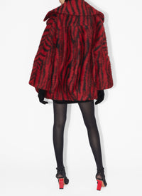Caban à imprimé tigre en laine - Noir & Rouge