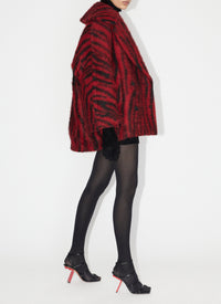 Caban à imprimé tigre en laine - Noir & Rouge