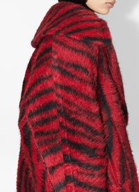 Caban à imprimé tigre en laine - Noir & Rouge