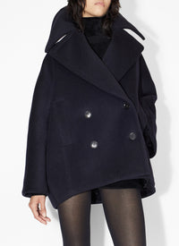 Oversized wool pea jacket - Navy