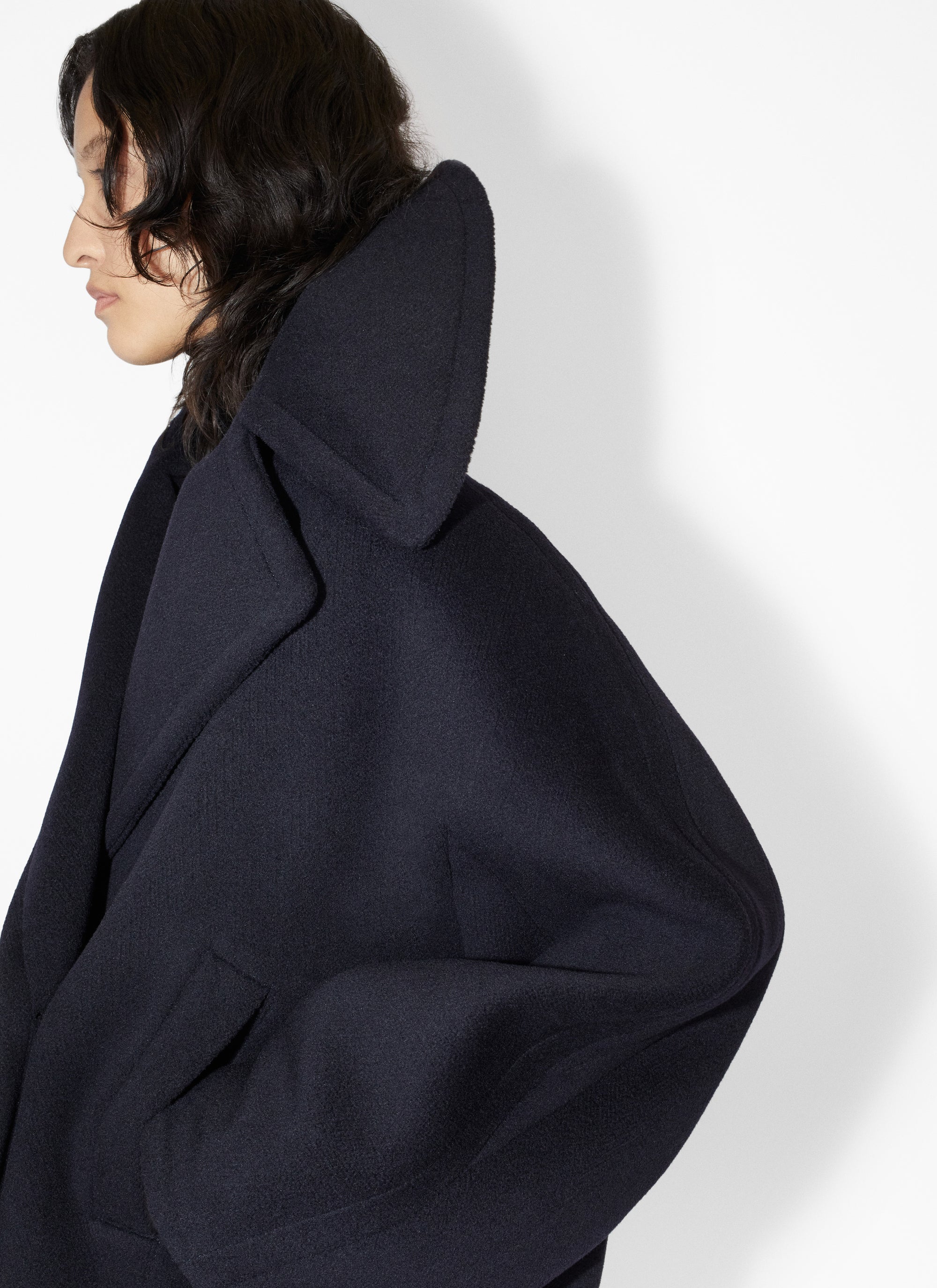 Oversized wool pea jacket - Navy