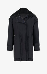 Silk blend drape parka - Dark blue