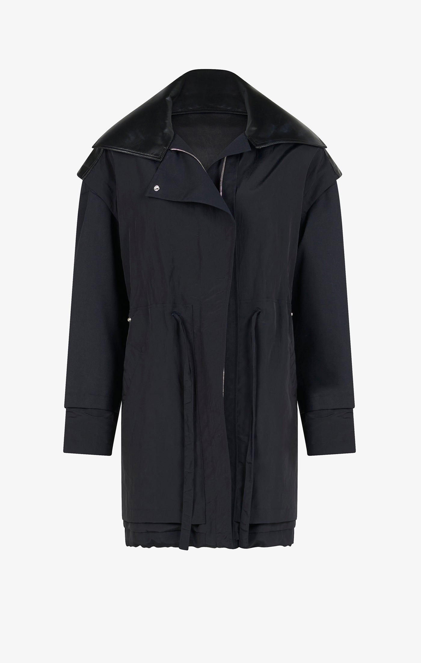 Silk blend drape parka - Dark blue