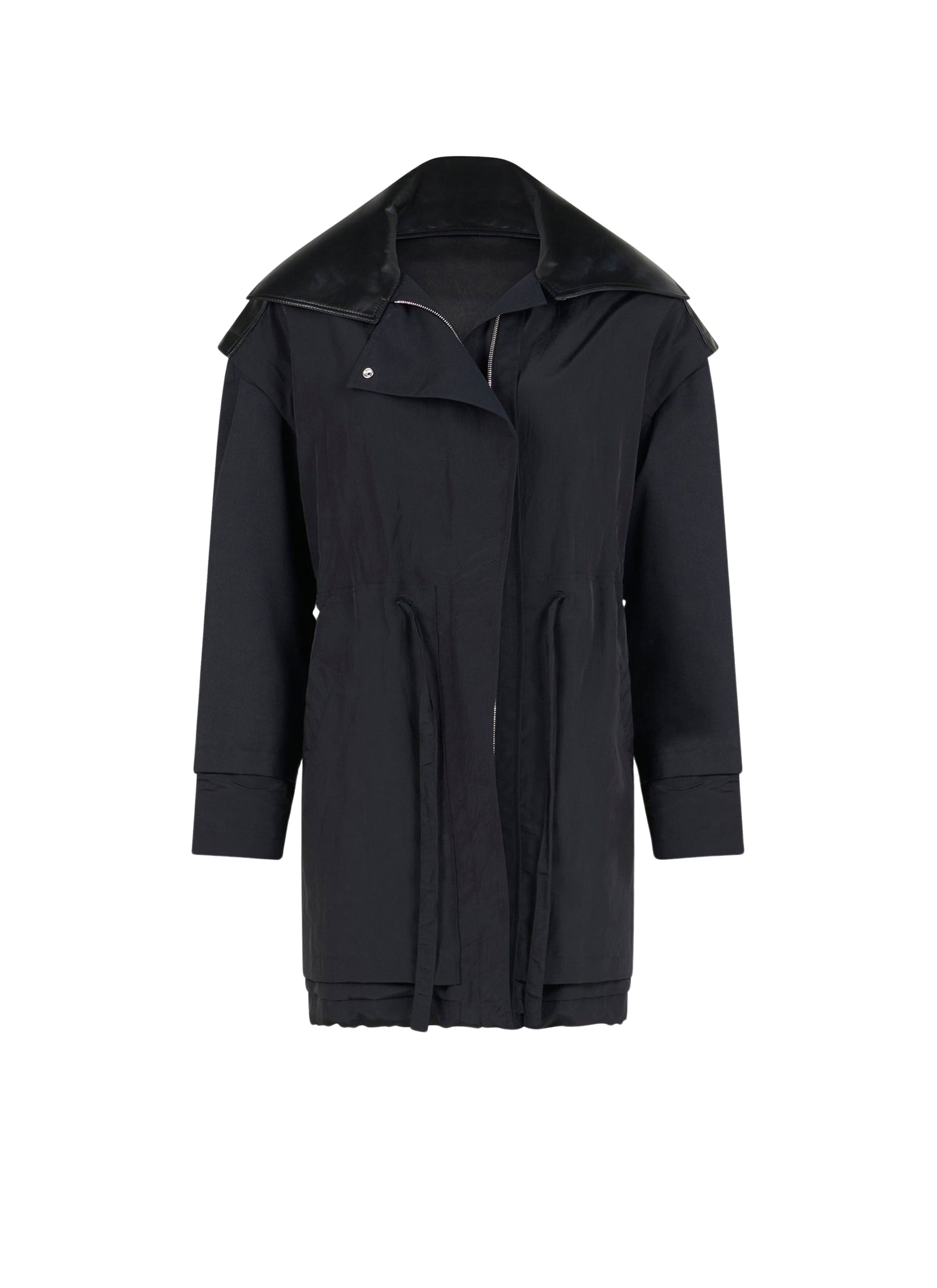 Silk blend drape parka - Dark blue