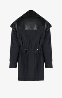 Silk blend drape parka - Dark blue