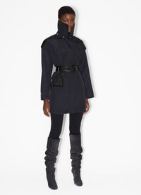 Silk blend drape parka - Dark blue