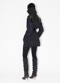 Silk blend drape parka - Dark blue