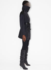 Silk blend drape parka - Dark blue