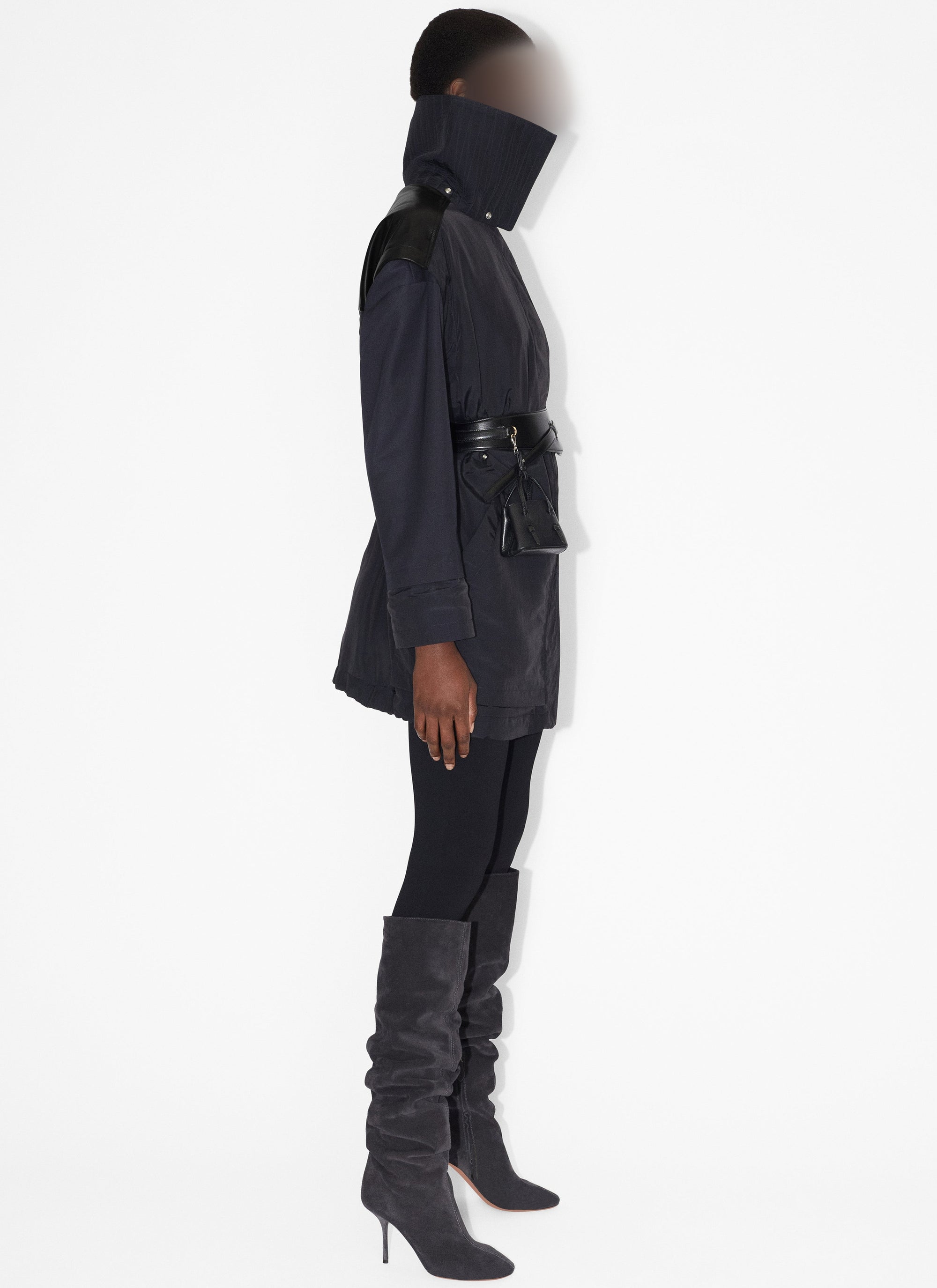 Silk blend drape parka - Dark blue
