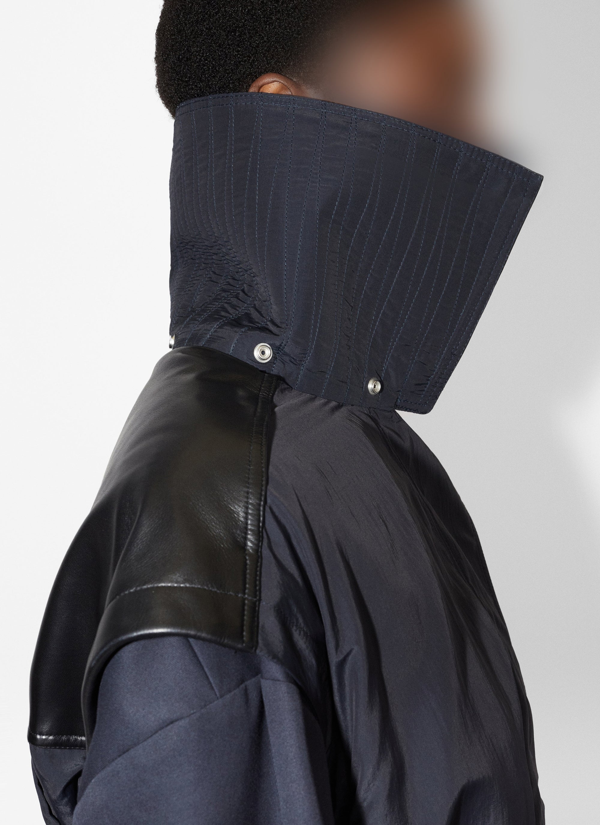 Silk blend drape parka - Dark blue