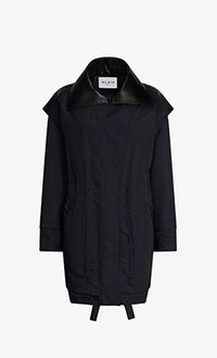 Silk blend drape parka - Dark blue