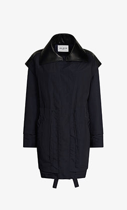 Silk blend drape parka - Dark blue