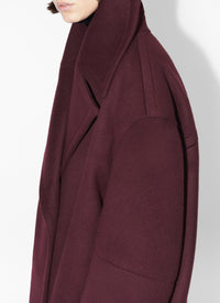 Manteau long en cachemire et laine - Burgundy