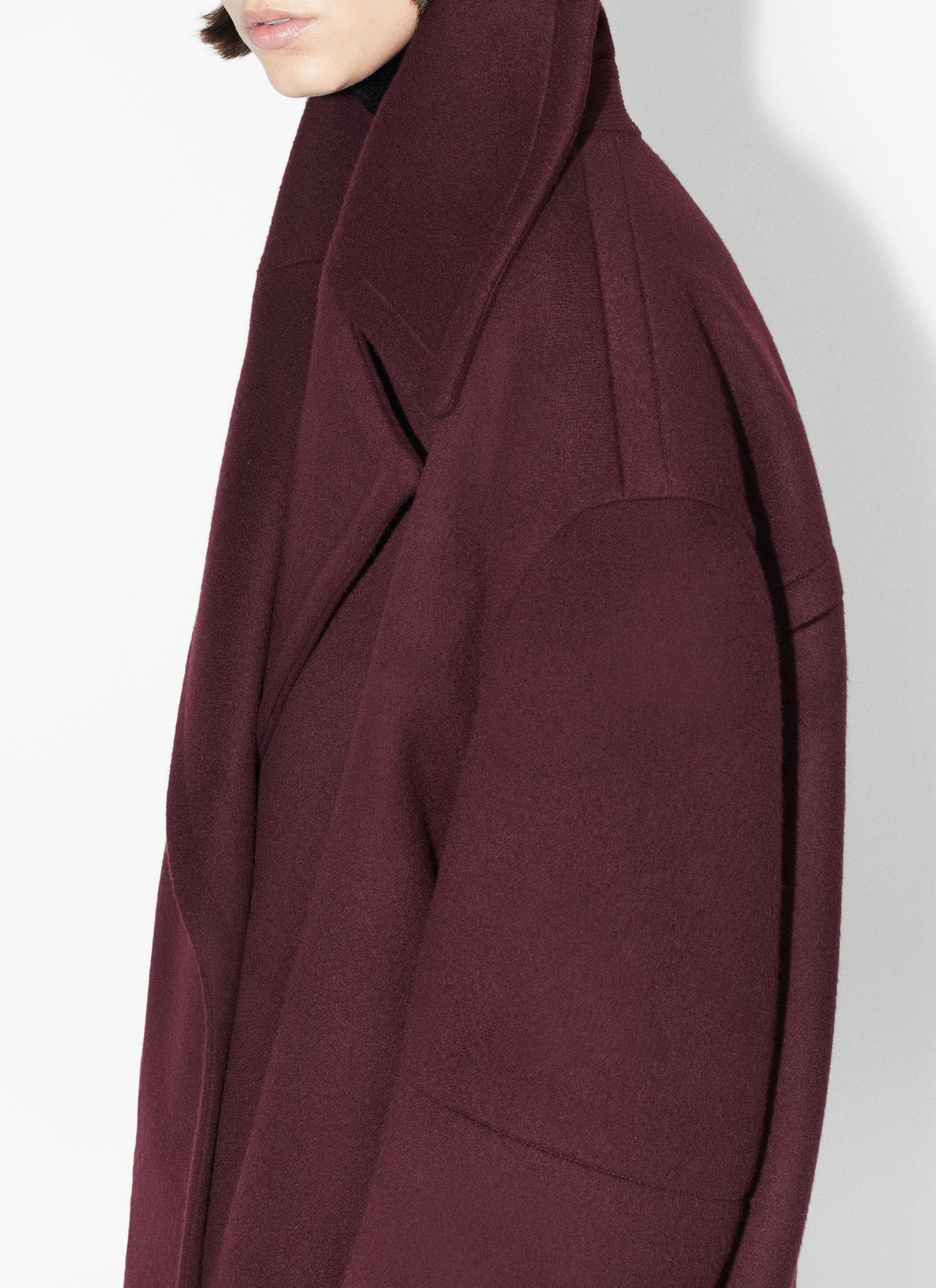 Manteau long en cachemire et laine - Burgundy