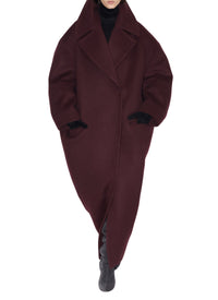 Manteau long en cachemire et laine - Burgundy