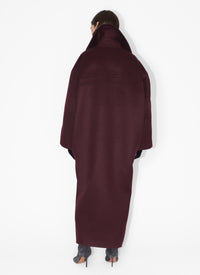 Manteau long en cachemire et laine - Burgundy