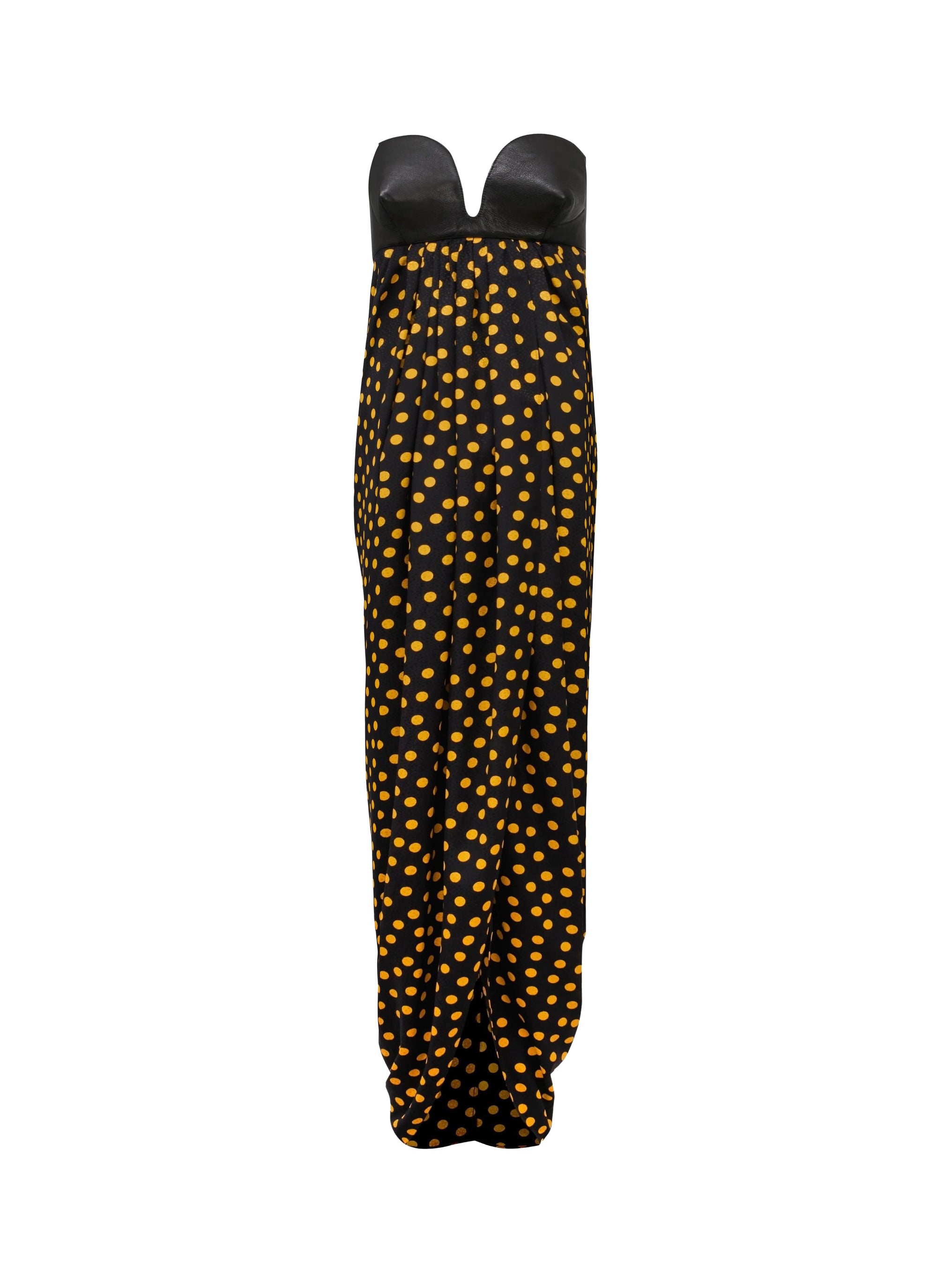 Robe bustier à pois confettis en soie - Nuit & Jaune