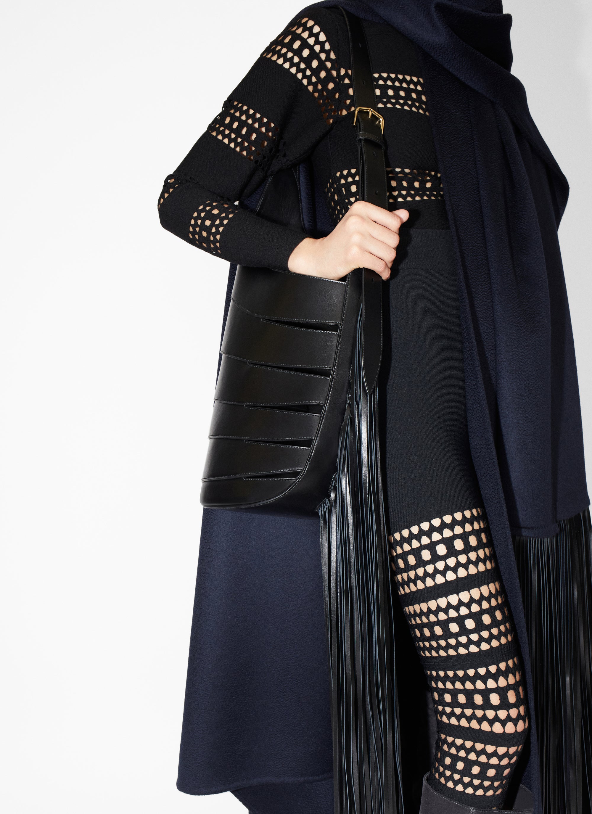 Long cashmere cape - Midnight