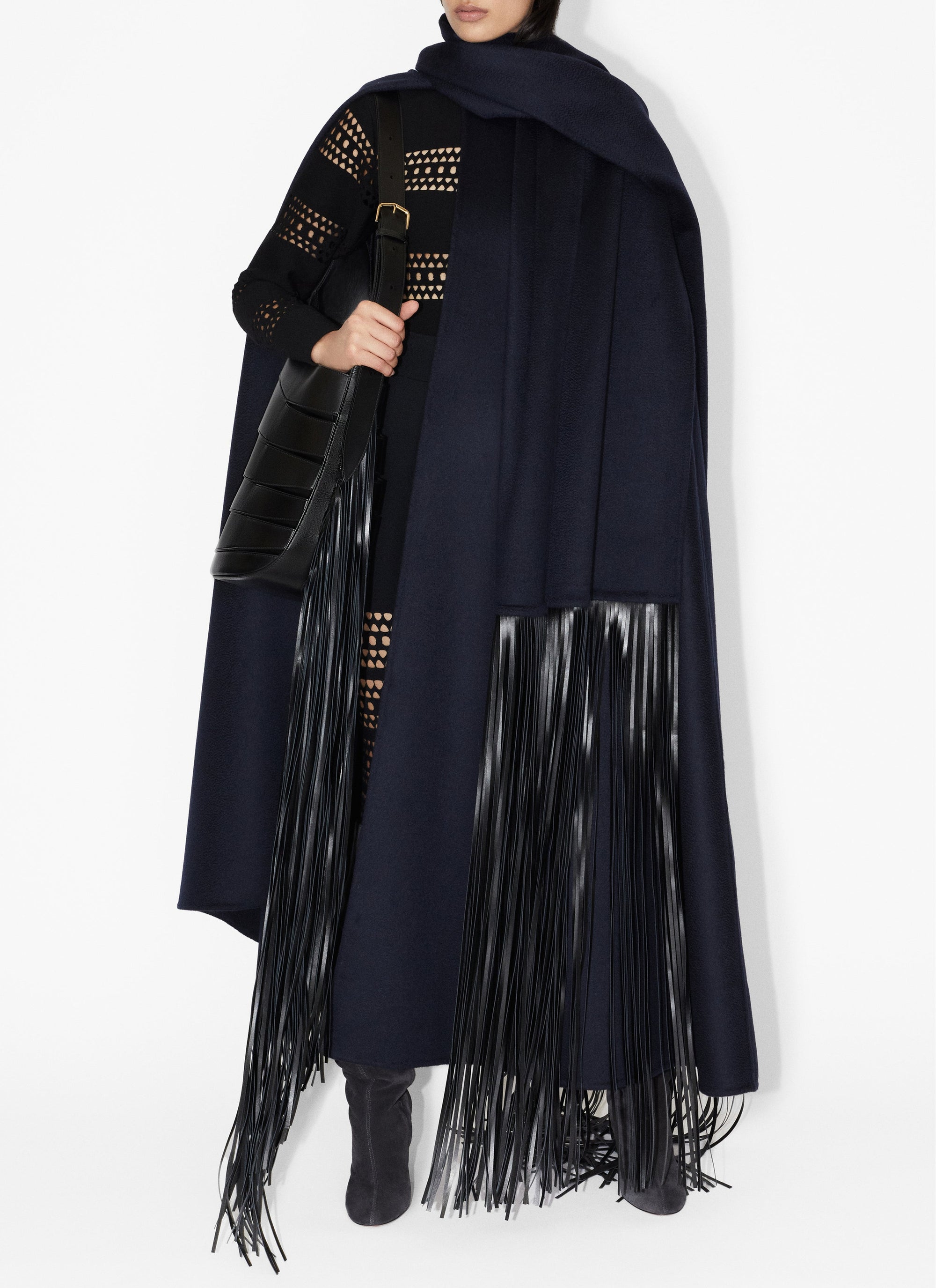 Long cashmere cape - Midnight